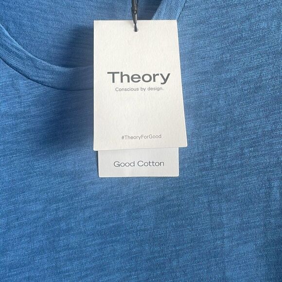 Theory Cuff Organic Cotton Scoop Tank, Steel Blue - Picture 5 of 9